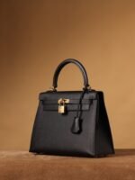 Hermes Kelly Epsom Gold Tone Lock Bag Black For Women 9,8in/25cm - Image 2