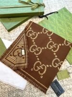 Gucci GG Wool Scarf Brown And Beige 180cm/71in For Women - 660025 4G386 2579 - Image 5