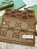 Gucci GG Wool Scarf Brown And Beige 180cm/71in For Women - 660025 4G386 2579 - Image 6
