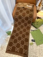 Gucci GG Wool Scarf Brown And Beige 180cm/71in For Women - 660025 4G386 2579 - Image 4