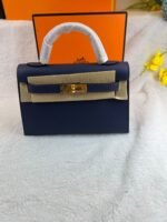 Hermes Kelly 19 Blue France Epsom Bag For Women, Women's Handbags, Shoulder Bags 7.5in/19cm - Image 2