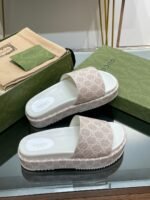 Gucci Jumbo Gg Platform Slide Sandal Beige For Women - Image 4