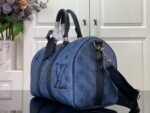 Louis Vuitton Keepall Bandouliere 35 Travel Bag 13.4in/ 34cm Blue Silver Hardware M22573 - Image 4