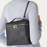 Loro Piana Extra Pocket Backpack 9.1in/ 23cm Black Gold Hardware For Women FAN4041 8000 - Image 2