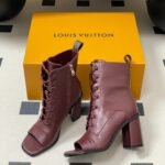 Louis Vuitton Berlin Open Toe Ankle Boot Bordeaux Red For Women 1AICLT - Image 7