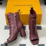 Louis Vuitton Berlin Open Toe Ankle Boot Bordeaux Red For Women 1AICLT - Image 9
