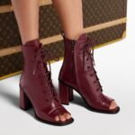 Louis Vuitton Berlin Open Toe Ankle Boot Bordeaux Red For Women 1AICLT - Image 2