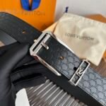 Louis Vuitton Blason Embossed 35mm Belt Black With Silver Buckle - Image 9
