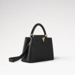 Louis Vuitton Capucines MM Top Handle Bag 12.2in/ 31cm Black Gold Hardware For Women M24727 - Image 4