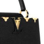 Louis Vuitton Capucines MM Top Handle Bag 12.4in/ 31.5cm Black Gold Hardware For Women M54663 - Image 9