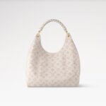 Louis Vuitton Carmel Mahina Top Handle Bag 13.8in/ 40cm Dream Cream Gold Hardware For Women M25894 - Image 4