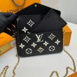 Louis Vuitton Pochette Felicie Shoulder Bag  8.3in/ 21cm Black/ Beige Gold Hardware For Women M82479 - Image 8