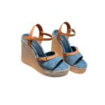 Louis Vuitton Helios Wedge Sandal Blue For Women 1ACIZV