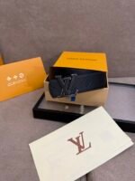 Louis Vuitton 40mm LV Initiales Monogram Eclipse Belt Black With Black Buckle - Image 8