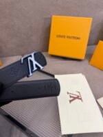 Louis Vuitton 40mm LV Initiales Monogram Eclipse Belt Black With Silver Buckle - Image 6