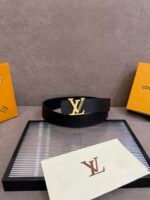 Louis Vuitton 40mm LV Initiales Monogram Belt Black With Gold Buckle - Image 2