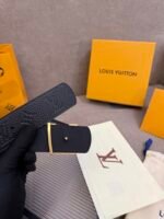 Louis Vuitton 40mm LV Initiales Monogram Belt Black With Gold Buckle - Image 6