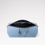 Louis Vuitton Keepall Bandouliere 50 Travel Bag 19.7in/ 50cm Sky Blue Silver Hardware M14122 - Image 4