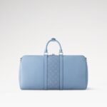 Louis Vuitton Keepall Bandouliere 50 Travel Bag 19.7in/ 50cm Sky Blue Silver Hardware M14122 - Image 5