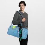 Louis Vuitton Keepall Bandouliere 50 Travel Bag 19.7in/ 50cm Sky Blue Silver Hardware M14122 - Image 2