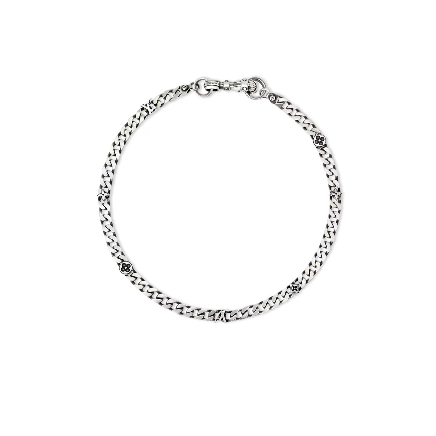 louis-vuitton-lv-city-links-thin-necklace-1.jpg Louis Vuitton LV City Links Thin Necklace Silver-Toned For Men M03147 - Image 1