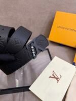 Louis Vuitton 40mm LV Initiales Embossed Monogram Pattern Belt Black - Image 3