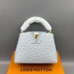 Louis Vuitton LV x TM Capucines Ostrich Mini Top Handle Bag 8.3in/21cm Baby Blue Gold Hardware For Women M13830 - Image 2