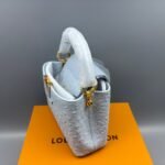 Louis Vuitton LV x TM Capucines Ostrich Mini Top Handle Bag 8.3in/21cm Baby Blue Gold Hardware For Women M13830 - Image 4
