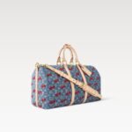 Louis Vuitton LV x TM Keepall Bandouliere 45 Travel Bag 17.7in/ 45cm Cherry Denim Gold Hardware M13875 - Image 4