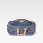 Louis Vuitton LV x TM Keepall Bandouliere 45 Travel Bag 17.7in/ 45cm Cherry Denim Gold Hardware M13875 - Image 5