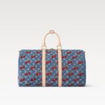 Louis Vuitton LV x TM Keepall Bandouliere 45 Travel Bag 17.7in/ 45cm Cherry Denim Gold Hardware M13875 - Image 6