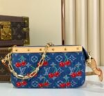 Louis Vuitton LV x TM Pochette Accessories Shoulder Bag 8.7in/ 22cm Cherry Denim Gold Hardware For Women M13994 - Image 4
