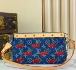 Louis Vuitton LV x TM Pochette Accessories Shoulder Bag 8.7in/ 22cm Cherry Denim Gold Hardware For Women M13994 - Image 5