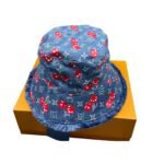 Louis Vuitton LV x TM Denim Cerise Bucket Hat Blue For Women M5032M - Image 2
