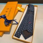 Louis Vuitton Signature Monogram Silk Tie Deep Blue For Men - Image 3