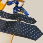 Louis Vuitton Signature Monogram Silk Tie Deep Blue For Men - Image 7