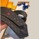 Louis Vuitton Signature Monogram Silk Tie Deep Brown For Men - Image 4