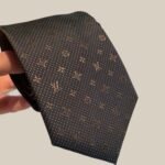 Louis Vuitton Signature Monogram Silk Tie Deep Brown For Men - Image 3