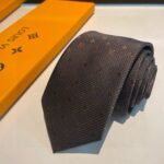 Louis Vuitton Signature Monogram Silk Tie Deep Brown For Men - Image 8