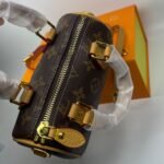 Louis Vuitton Nano Speedy Top Handle Bag 6.3in/ 16cm Brown Monogram Canvas Gold Hardware For Women M81085 - Image 9