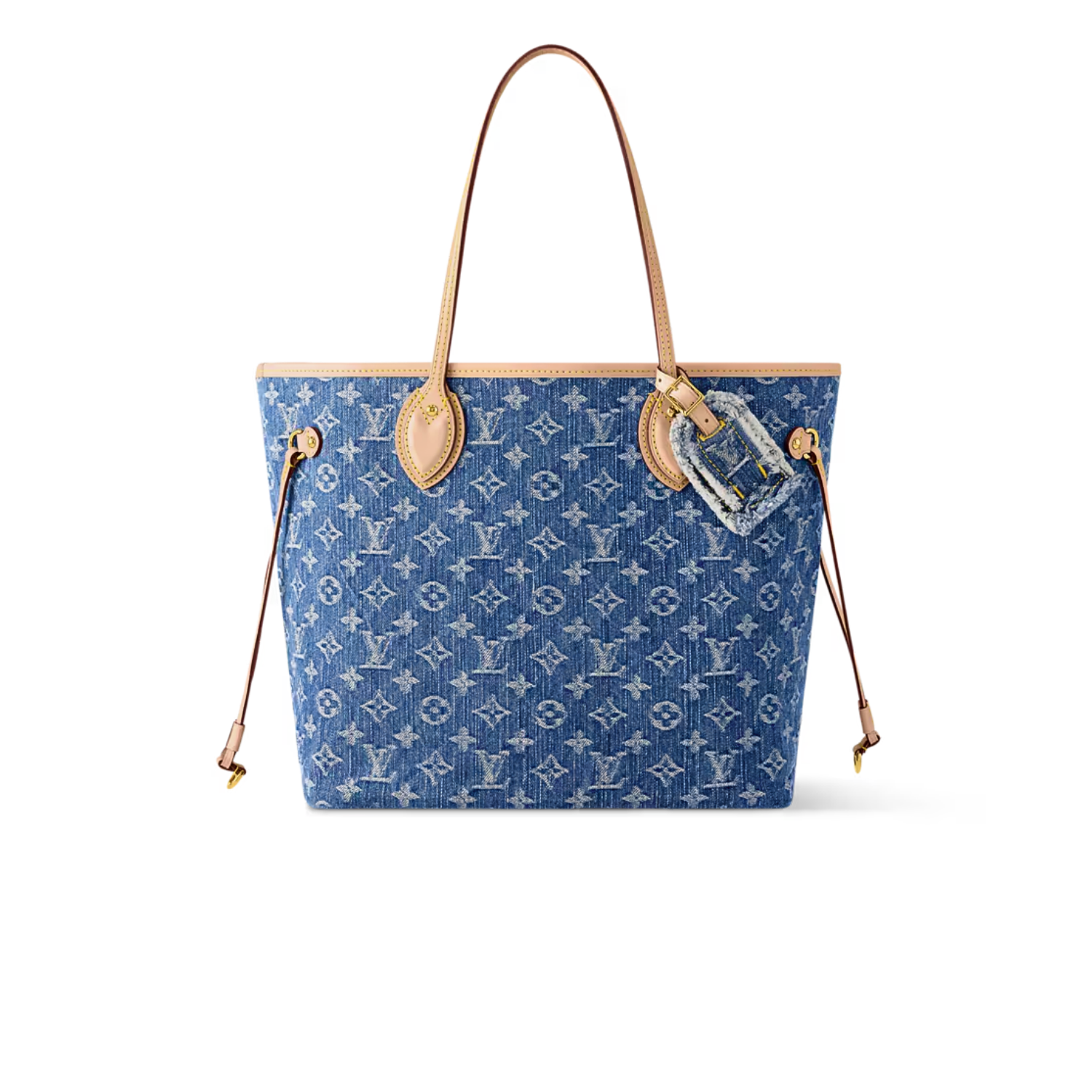 louis-vuitton-neverfull-mm-M13192-2.png Louis Vuitton Neverfull MM Tote Bag 12.2in/ 31cm Blue Denim Gold Hardware For Women M13192 - Image 1