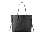 Louis Vuitton Neverfull MM Tote Bag 12.2in/ 31cm Black Monogram Empreinte Gold Hardware For Women M45685