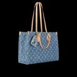 Louis Vuitton OnTheGo MM Tote Bag 13.8in/ 35cm Denim Blue Gold Hardwar For Women M46871 - Image 5