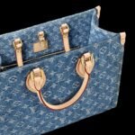 Louis Vuitton OnTheGo MM Tote Bag 13.8in/ 35cm Denim Blue Gold Hardwar For Women M46871 - Image 3