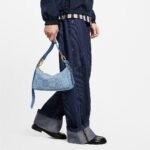 Louis Vuitton Pochette Accessories XL Shoulder Bag 11in/ 28cm Denim Blue Gold Hardware For Men N00204 - Image 3