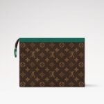 Louis Vuitton Pochette Voyage MM Pouch 10.6in/ 27cm Borneo Green Monogram Macassar Canvas Silver Hardware For Men M12816 - Image 5