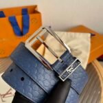 Louis Vuitton Reversible Blason 35mm Belt Navy Blue & Black - Image 9