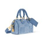 Louis Vuitton Speedy 18 Bandouliere Top Handle Bag 7.1in/ 18cm Denim Blue Gold Hardware For Men N00208 - Image 5