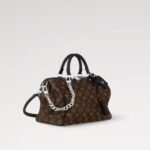 Louis Vuitton Speedy Soft 30 Top Handle Bag 11.8in/ 30cm Dark Monogram Black Silver Hardware For Women M12243 - Image 4