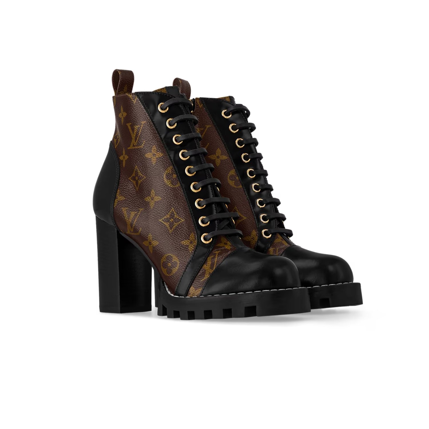 louis-vuitton-star-trail-ankle-boot-1.jpg Louis Vuitton Star Trail Ankle Boot Patent Monogram Material Black For Women 1A2Y7P - Image 1
